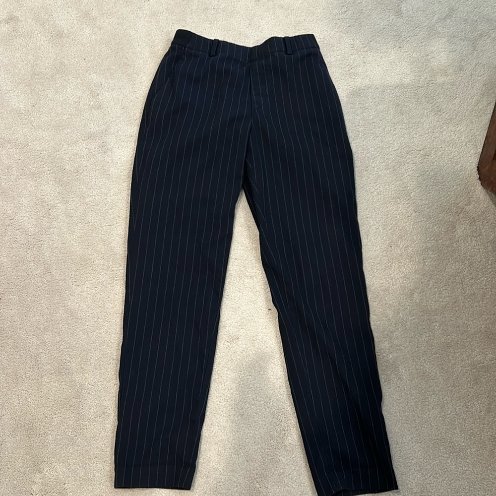 Uniqlo navy striped trousers